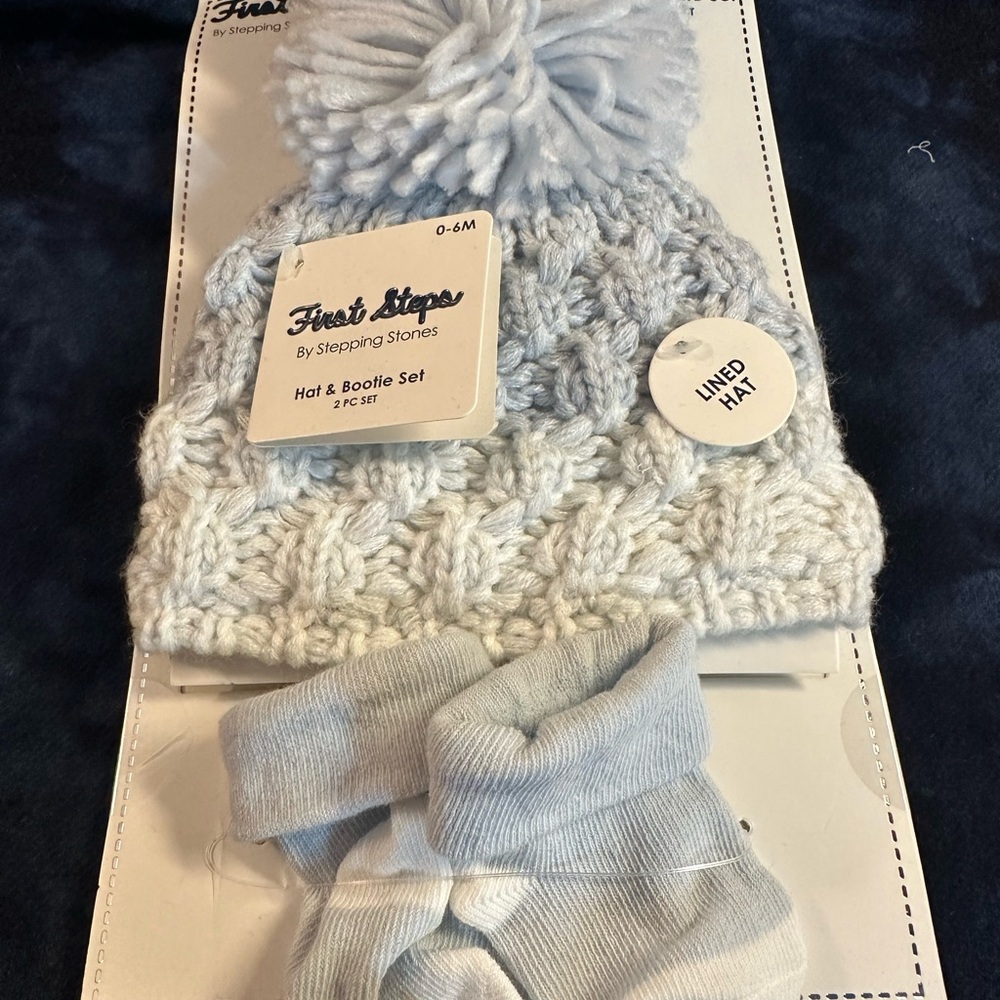 New First Steps Hat & Bootie Set